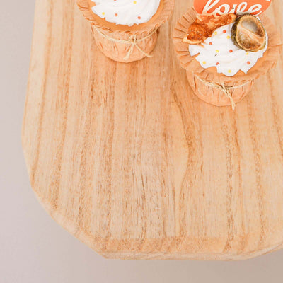 Wooden Cake Cupcake Stand 12" Square Natural Wood Slice Design - Cheese Board Serving Tray with Hairpin Legs