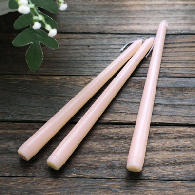 10-Pack Taper Candles 10" Premium Wax Design Blush - Unscented Candles