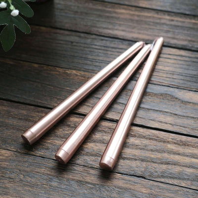 12-Pack Taper Candles 10" Premium Wax Design Metallic Rose Gold - Unscented Candles