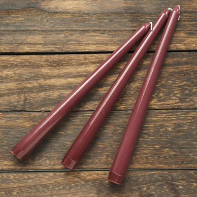 10-Pack Taper Candles 10" Premium Wax Design Burgundy - Unscented Candles