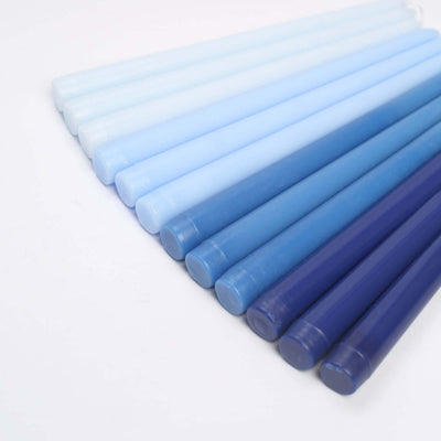 12-Pack Taper Candles 10" Premium Wax Design Mixed Blue - Unscented Candles for Sophisticated Decor
