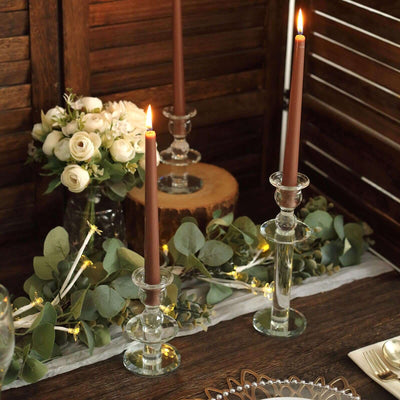 12-Pack Taper Candles 10" Premium Wax Design Mocha Brown - Unscented Candles