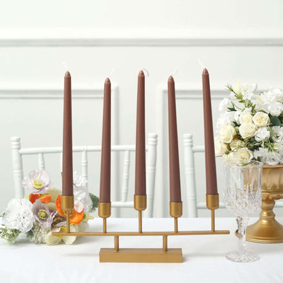 12-Pack Taper Candles 10" Premium Wax Design Mocha Brown - Unscented Candles