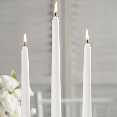 10-Pack Taper Candles 10" Premium Wax Design White - Unscented Candles for Stylish Settings