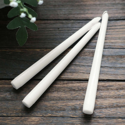 10-Pack Taper Candles 10" Premium Wax Design White - Unscented Candles for Stylish Settings
