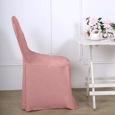 Polyester Banquet Chair Cover Dusty Rose - Reusable Stain-Resistant Slipcover