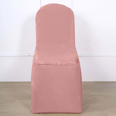 Polyester Banquet Chair Cover Dusty Rose - Reusable Stain-Resistant Slipcover