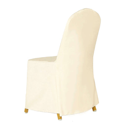 Polyester Banquet Chair Cover Beige - Reusable Stain-Resistant Slipcover