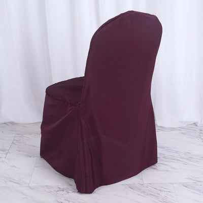 Polyester Banquet Chair Cover Burgundy - Reusable Stain-Resistant Slipcover