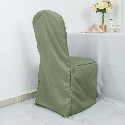 Polyester Banquet Chair Cover Dusty Sage Green - Reusable Stain-Resistant Slipcover