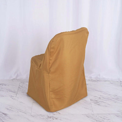 Polyester Banquet Chair Cover Gold - Reusable Stain-Resistant Slip-On Design