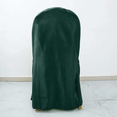 Polyester Banquet Chair Cover Hunter Emerald Green - Reusable Stain-Resistant Slipcover