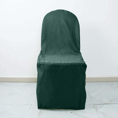 Polyester Banquet Chair Cover Hunter Emerald Green - Reusable Stain-Resistant Slipcover