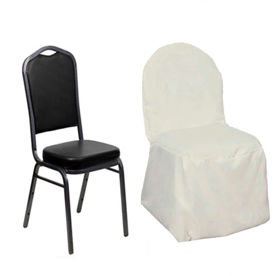 Polyester Banquet Chair Cover Ivory - Reusable Stain-Resistant Slipcover