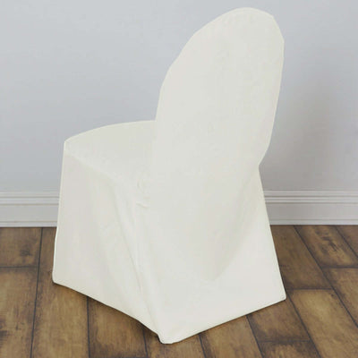 Polyester Banquet Chair Cover Ivory - Reusable Stain-Resistant Slipcover