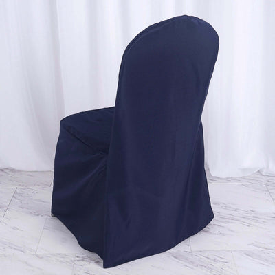 Polyester Banquet Chair Cover Navy Blue - Reusable Stain-Resistant Slipcover