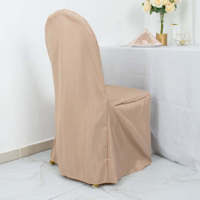 Polyester Banquet Chair Cover Nude - Reusable Stain-Resistant Slipcover