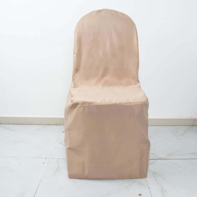 Polyester Banquet Chair Cover Nude - Reusable Stain-Resistant Slipcover
