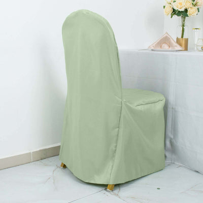 Polyester Banquet Chair Cover Sage Green - Reusable Stain-Resistant Slipcover
