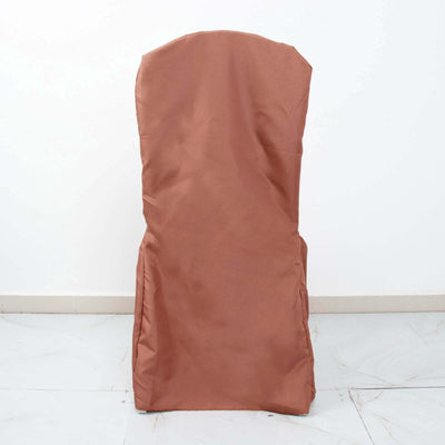 Polyester Banquet Chair Cover Terracotta (Rust) - Reusable Stain-Resistant Slipcover