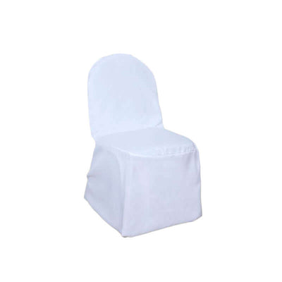 Polyester Banquet Chair Cover White - Reusable Stain-Resistant Slip-On Design