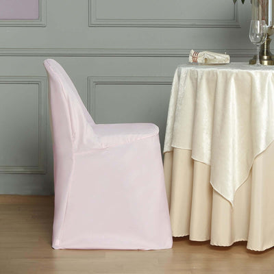 Polyester Folding Chair Cover Blush - Reusable Stain-Resistant Slipcover