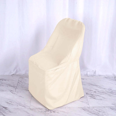 Polyester Folding Chair Cover Beige - Reusable Stain-Resistant Slipcover