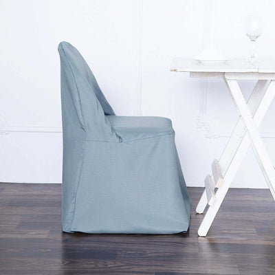 Polyester Folding Chair Cover Dusty Blue - Reusable Stain-Resistant Slipcover