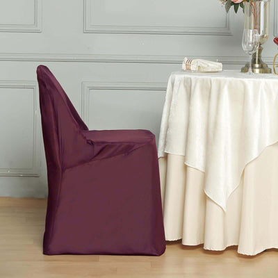 Polyester Folding Chair Cover Burgundy - Reusable Stain-Resistant Slipcover