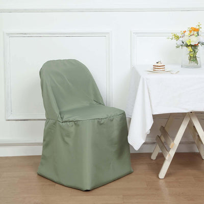 Polyester Folding Chair Cover Dusty Sage Green - Reusable Stain-Resistant Slipcover