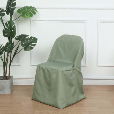 Polyester Folding Chair Cover Dusty Sage Green - Reusable Stain-Resistant Slipcover