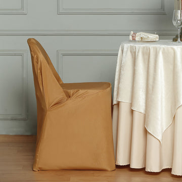 Stain Resistant and Easy to Maintain Gold Polyester Folding Chair Cover