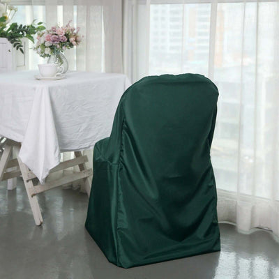 Polyester Folding Chair Cover Hunter Emerald Green - Reusable Stain-Resistant Slipcover