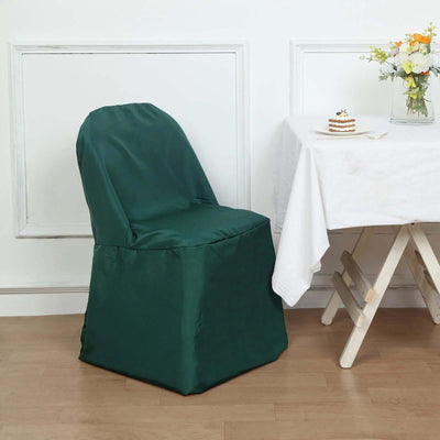Polyester Folding Chair Cover Hunter Emerald Green - Reusable Stain-Resistant Slipcover