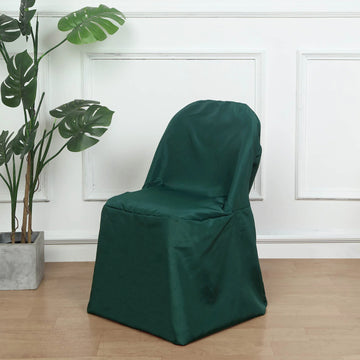 Transform Your Chairs with Style: The Hunter Emerald Green Polyester Folding Chair Cover