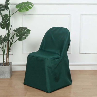 Polyester Folding Chair Cover Hunter Emerald Green - Reusable Stain-Resistant Slipcover