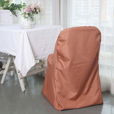 Polyester Folding Chair Cover Terracotta (Rust) - Reusable Stain-Resistant Slipcover