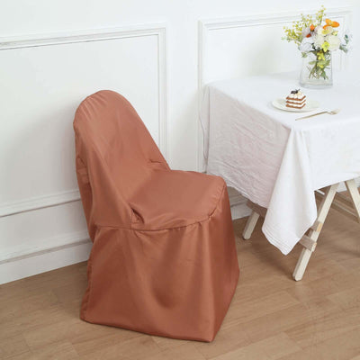 Polyester Folding Chair Cover Terracotta (Rust) - Reusable Stain-Resistant Slipcover