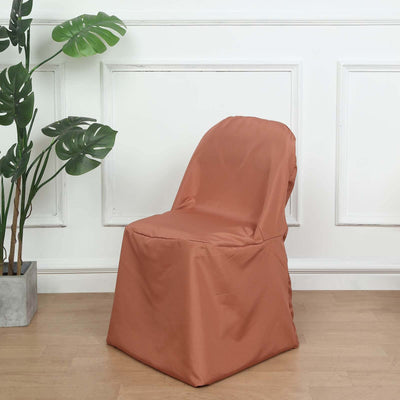 Polyester Folding Chair Cover Terracotta (Rust) - Reusable Stain-Resistant Slipcover
