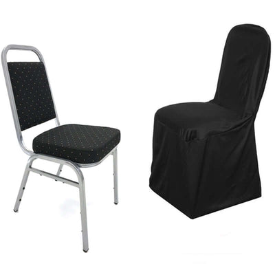 Scuba Stretch Banquet Chair Cover Black - Wrinkle Free & Durable Slim Fit Slipcover