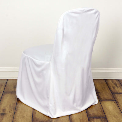 Scuba Stretch Banquet Chair Cover White - Classy Wrinkle Free & Durable Slim Fit Slipcover