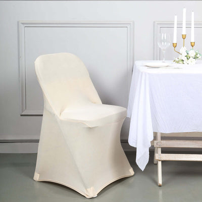 Stretch Spandex Folding Chair Cover Beige - Durable 160GSM Fitted Slipcover