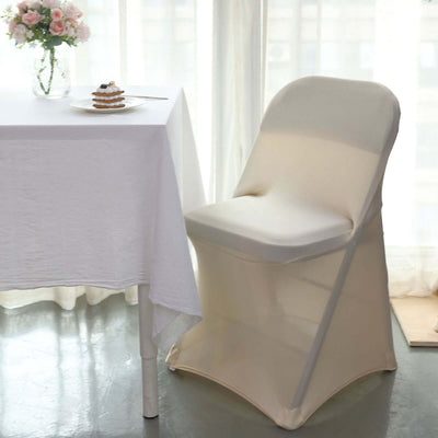 Stretch Spandex Folding Chair Cover Beige - Durable 160GSM Fitted Slipcover