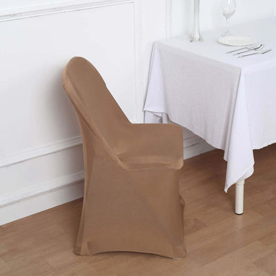 Stretch Spandex Folding Chair Cover Taupe - Durable 160GSM Fitted Slipcover