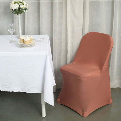 Stretch Spandex Folding Chair Cover Terracotta (Rust) - Durable 160GSM Fitted Slipcover