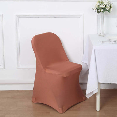 Stretch Spandex Folding Chair Cover Terracotta (Rust) - Durable 160GSM Fitted Slipcover