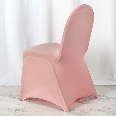 Spandex Stretch Fitted Banquet Chair Cover 160GSM Dusty Rose - Durable Slip-On Slipcover