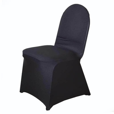 Spandex Stretch Fitted Banquet Chair Cover 160GSM Black - Durable Slip-On Slipcover for Weddings & Events