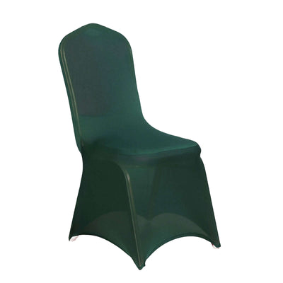 Spandex Stretch Fitted Banquet Chair Cover 160GSM Hunter Emerald Green - Durable Slip-On Slipcover