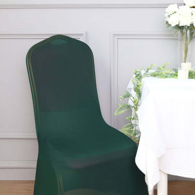 Spandex Stretch Fitted Banquet Chair Cover 160GSM Hunter Emerald Green - Durable Slip-On Slipcover